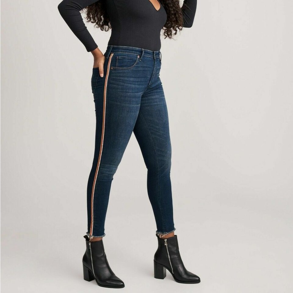Abercrombie & Fitch Simone High Rise Stripe Skinny Jeans 28 / 6r